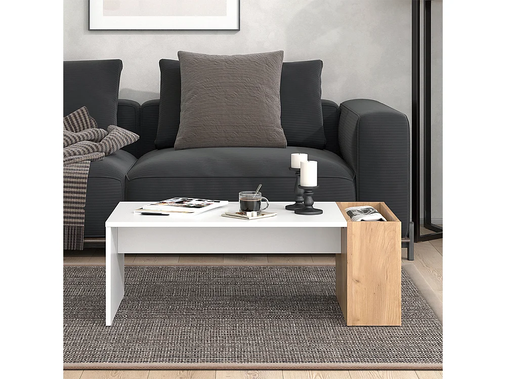 Couchtisch weiß/goldkraft eiche 95x49.4x34 chris