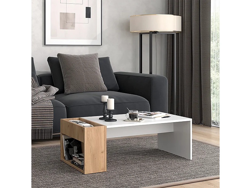 Couchtisch weiß/goldkraft eiche 95x49.4x34 chris