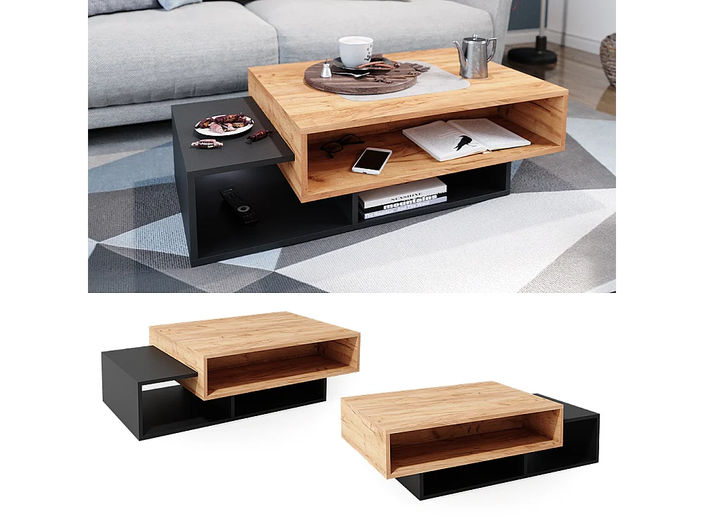 Table basse anthracite 105x60x32 bari