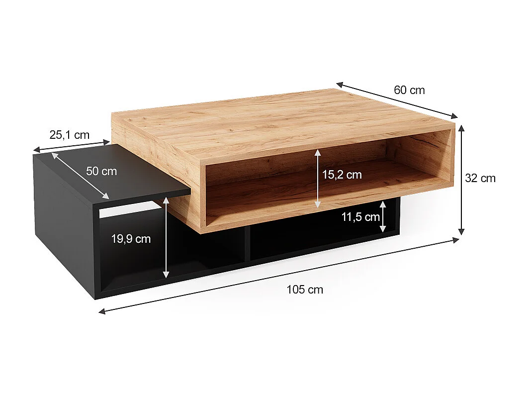 Table basse anthracite 105x60x32 bari