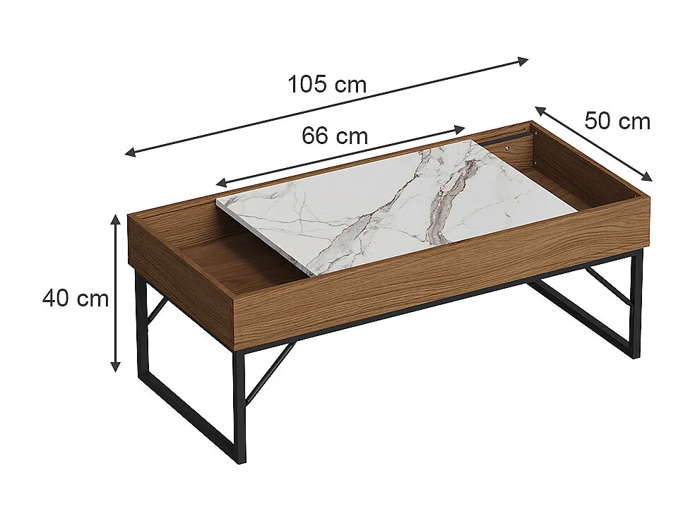Table basse noyer 105x50x40 lunero