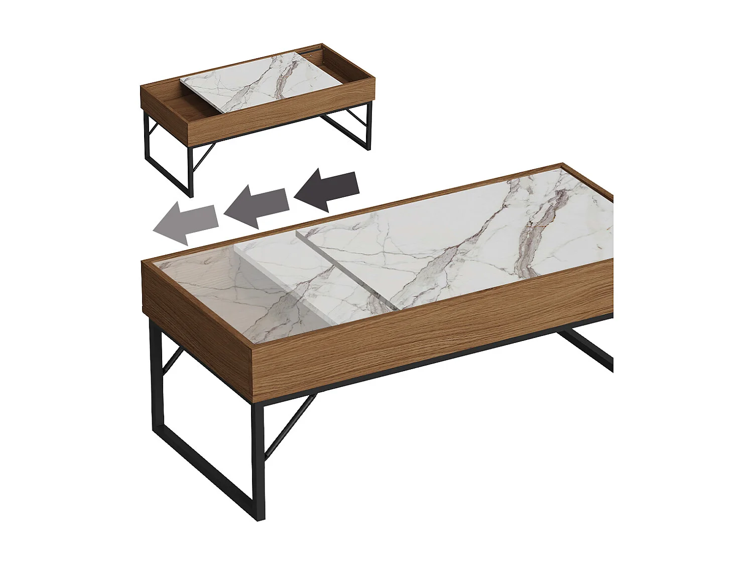 Table basse noyer 105x50x40 lunero