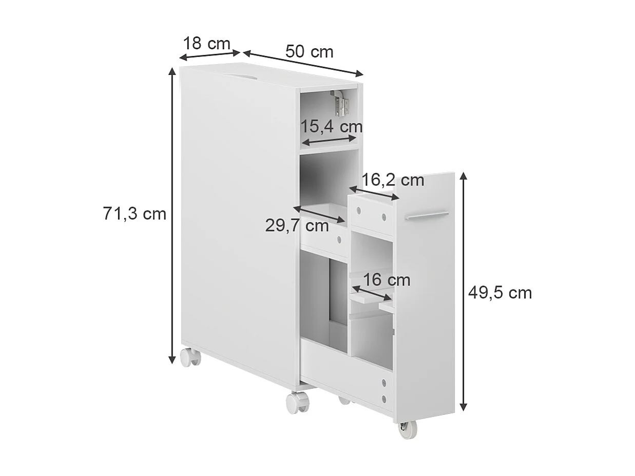 Toiletskab hvid 18x50x71.3 niva