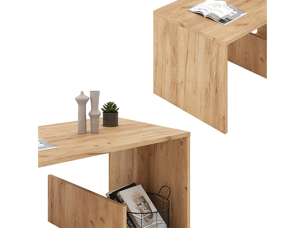 Table basse chêne de force doré 80x46.6x40 lonar