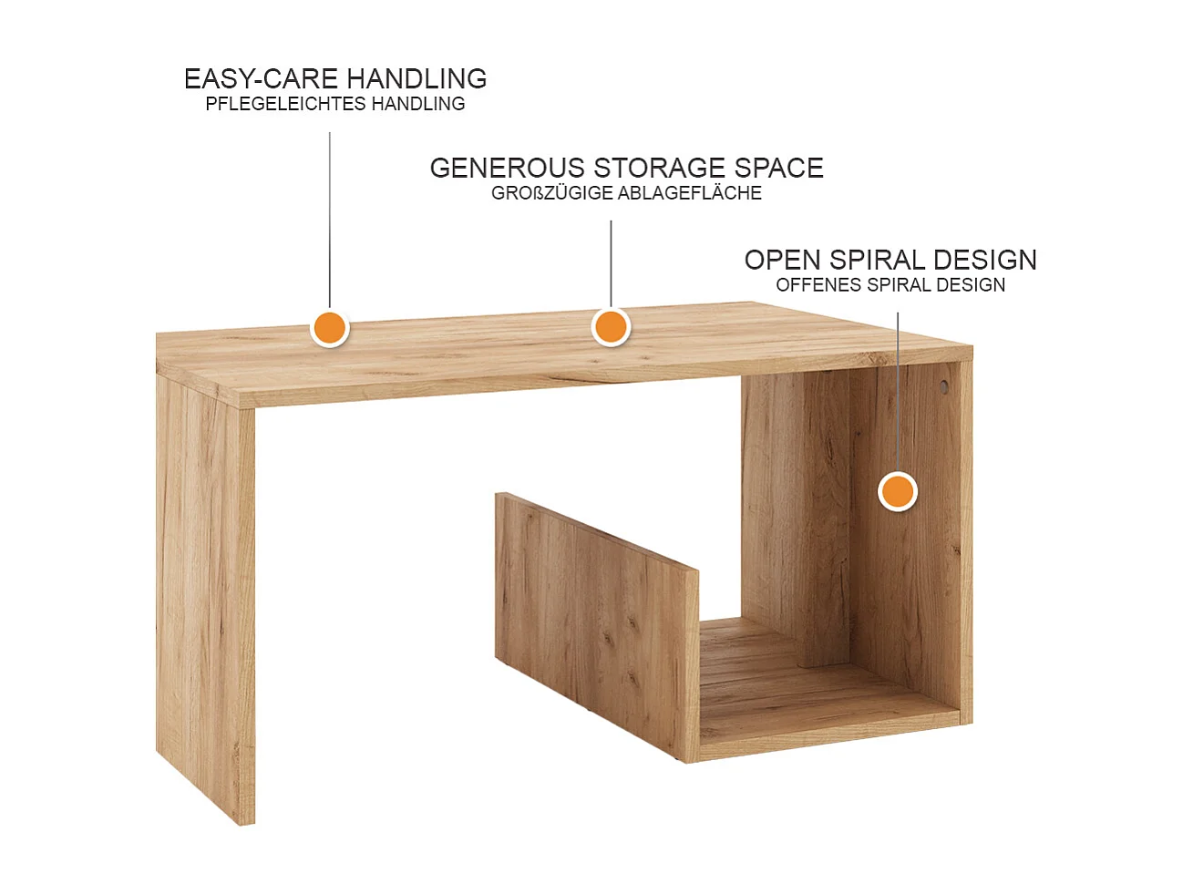 Table basse chêne de force doré 80x46.6x40 lonar