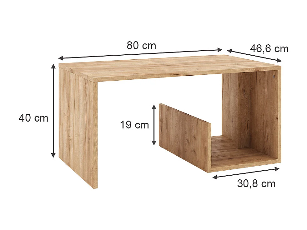 Table basse chêne de force doré 80x46.6x40 lonar