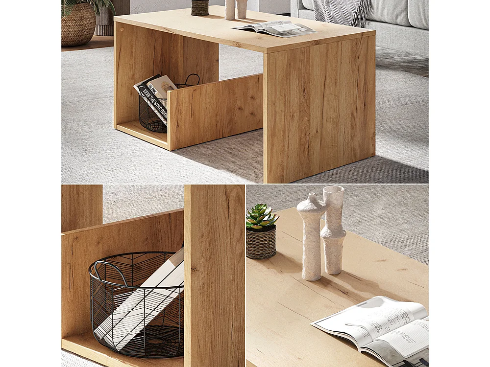 Table basse chêne de force doré 80x46.6x40 lonar