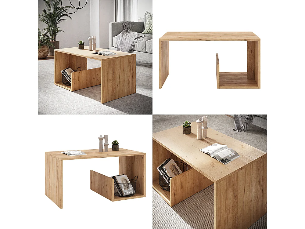 Table basse chêne de force doré 80x46.6x40 lonar