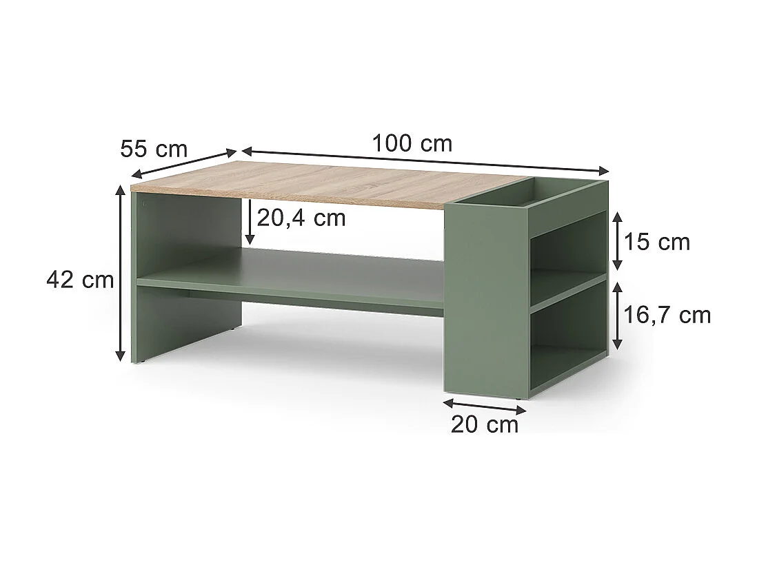 Couchtisch grün 100x55x42 wido