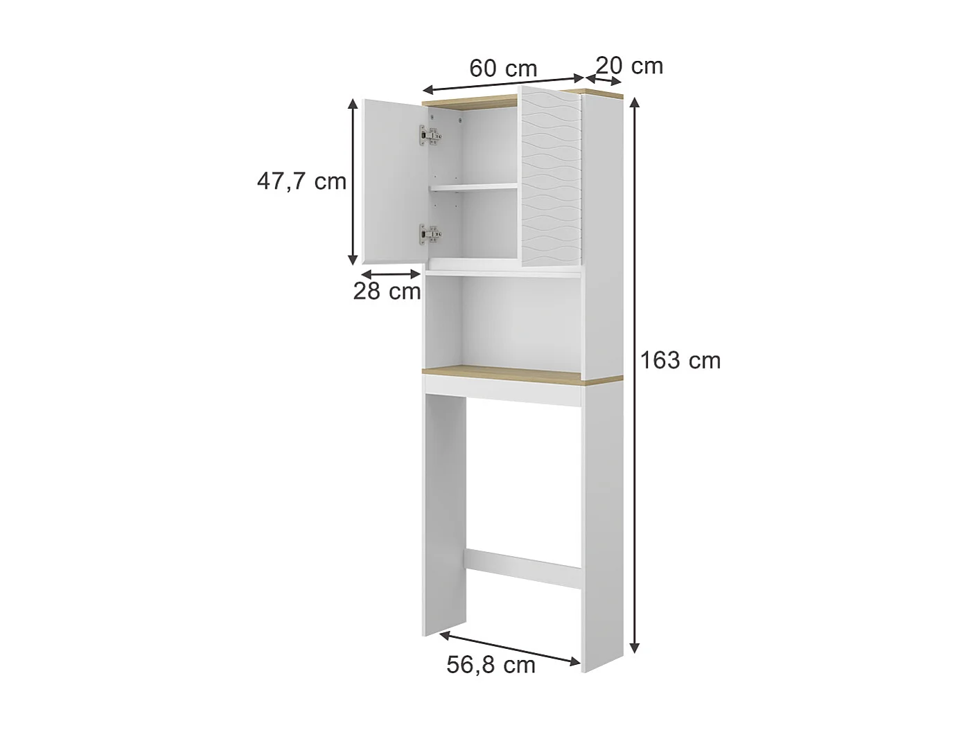 Toalettskåp vit 60x20x163 livia