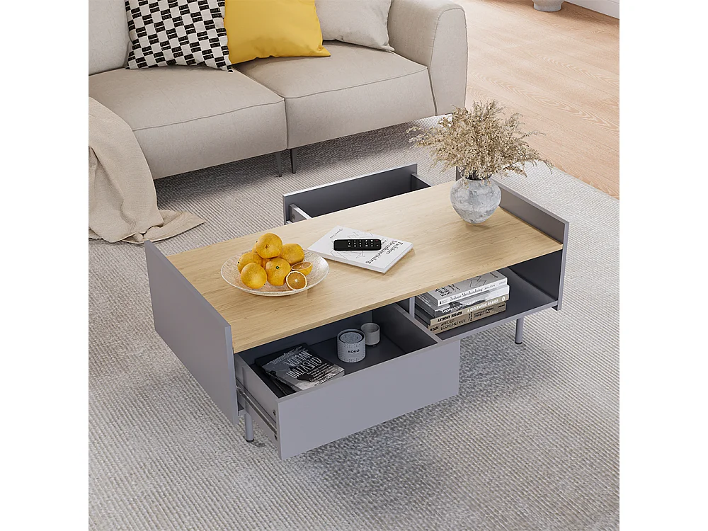 Table basse gris 100x50x40 velina