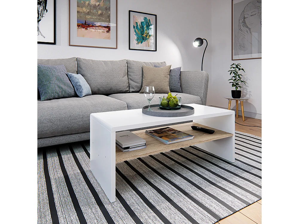 Couchtisch weiß/sonoma 99.6x39.8x40.1