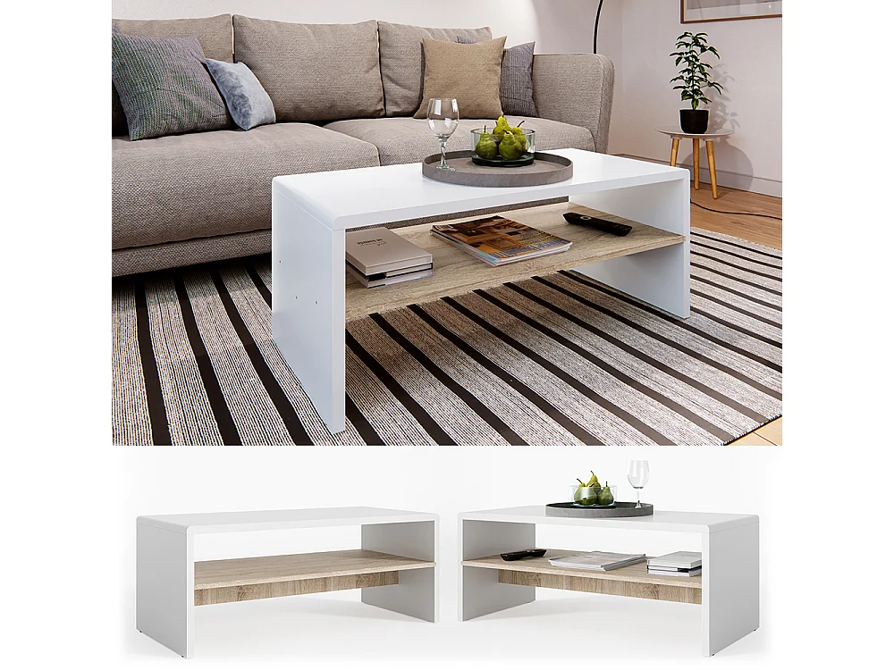 Couchtisch weiß/sonoma 99.6x39.8x40.1