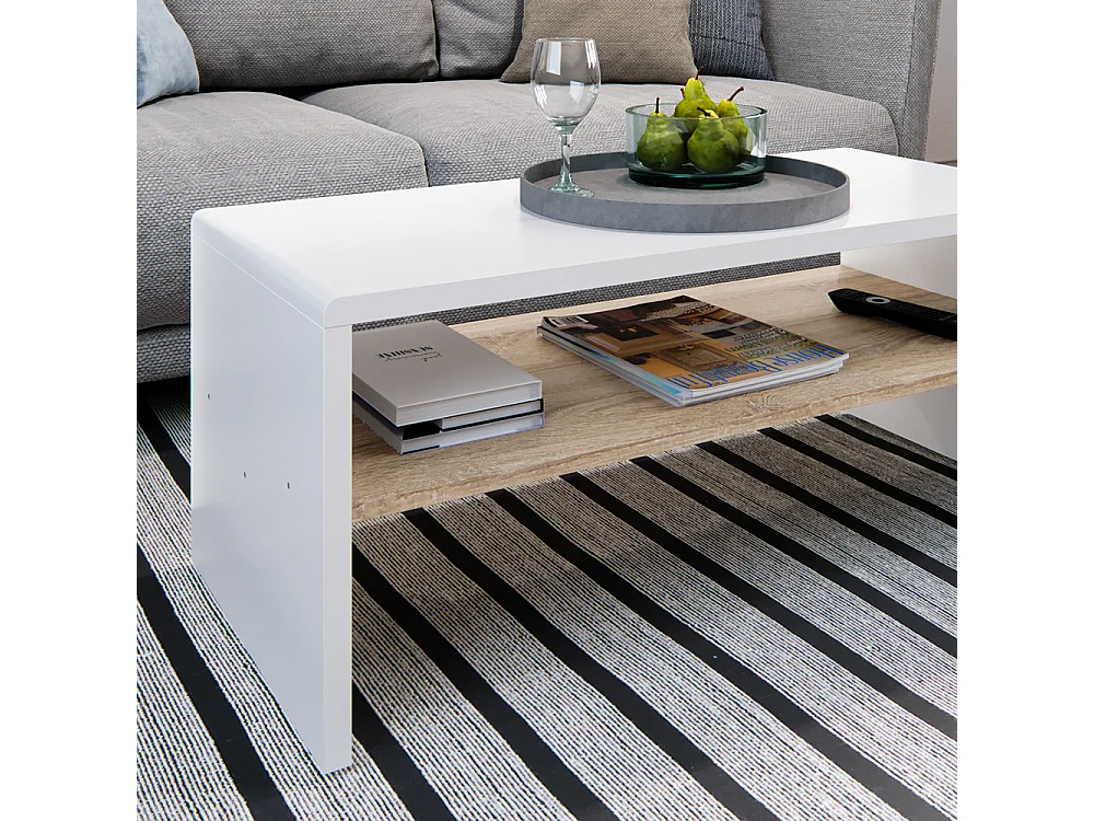 Couchtisch weiß/sonoma 99.6x39.8x40.1