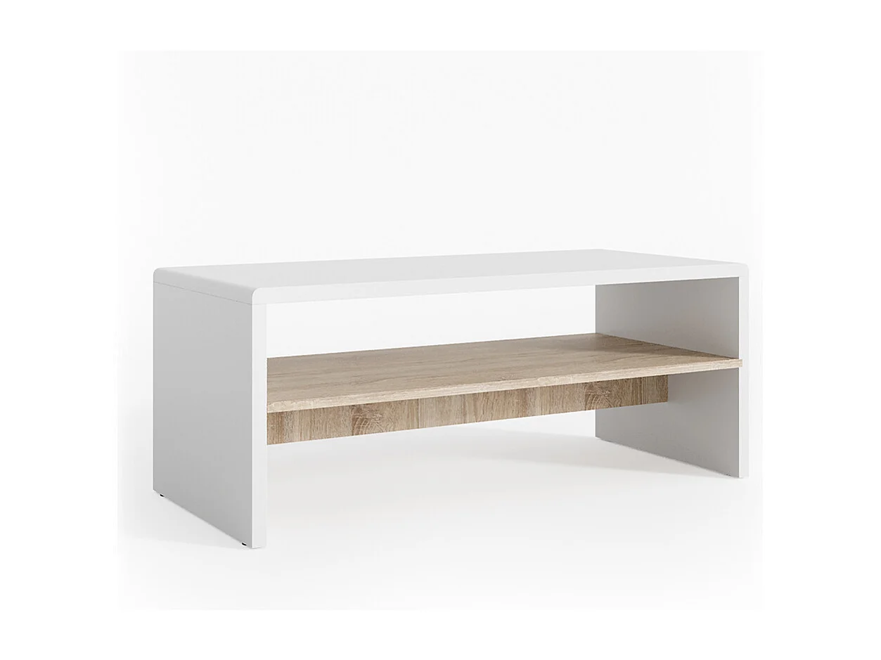Table basse blanc/sonoma 99.6x39.8x40.1