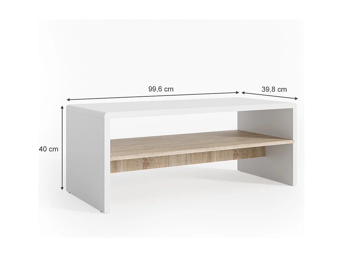 Sofabord hvid/sonoma 99.6x39.8x40.1