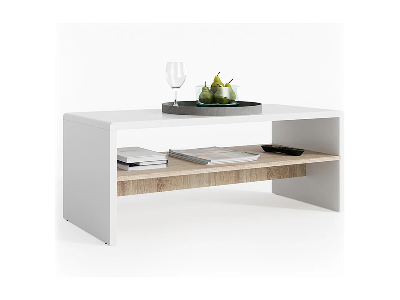 Sofabord hvid/sonoma 99.6x39.8x40.1
