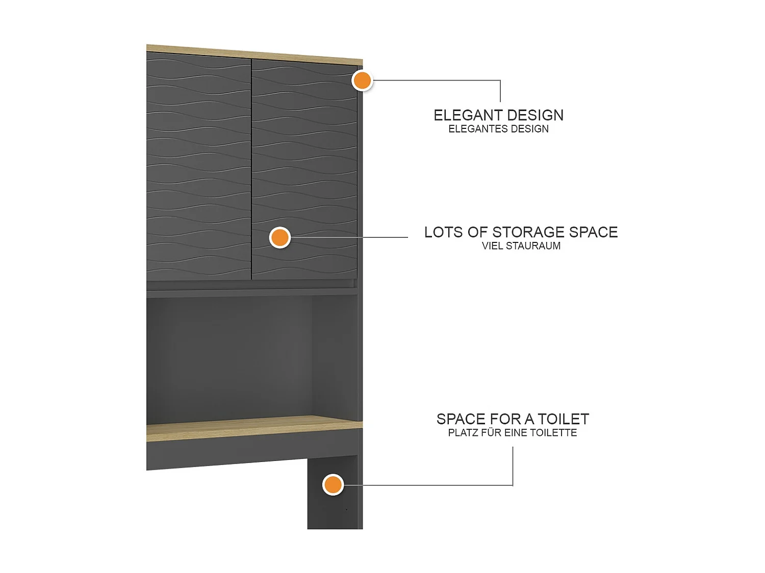 Toilet cabinet anthracite 60x20x163 livia