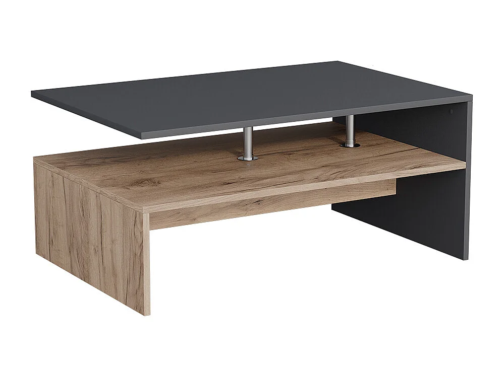 Table basse anthracite/chêne doré 90x52.6x42.2 amato