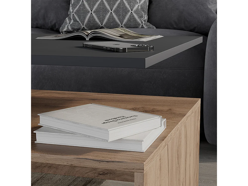 Table basse anthracite/chêne doré 90x52.6x42.2 amato