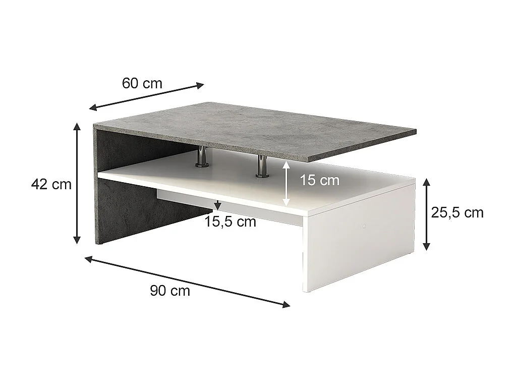 Sofabord beton 90x60x42 mike