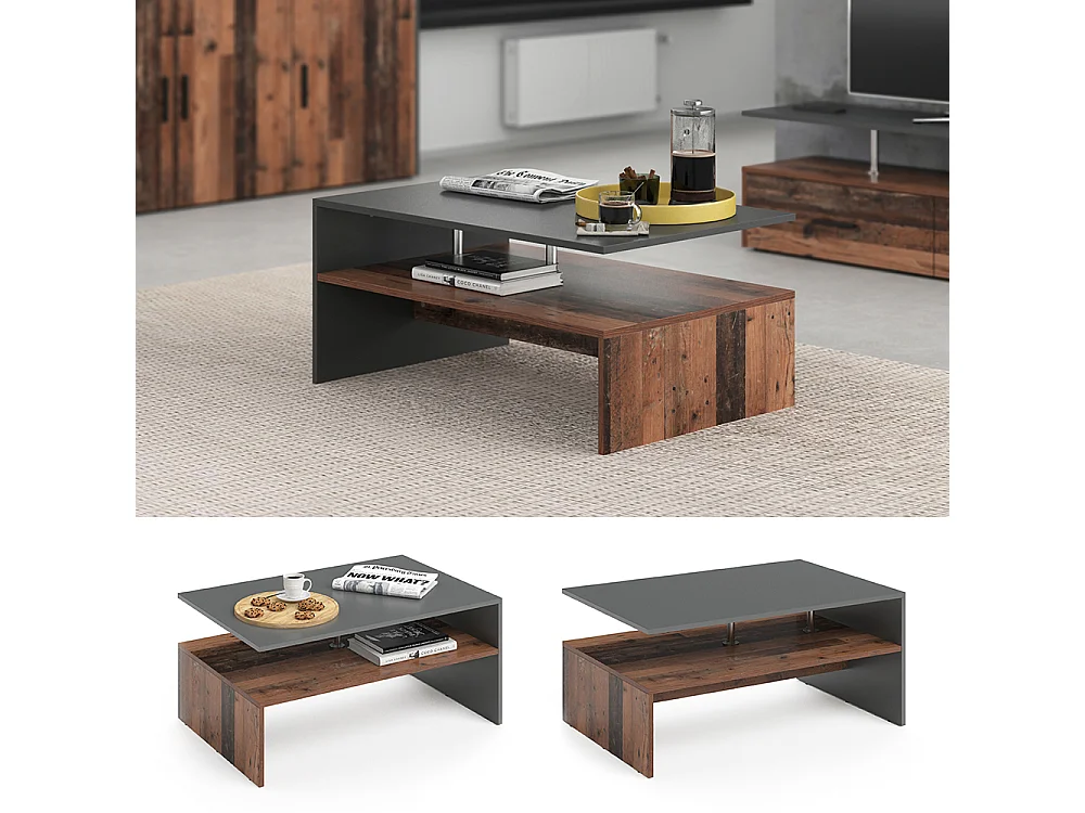 Table basse anthracite 90x60x42 amato