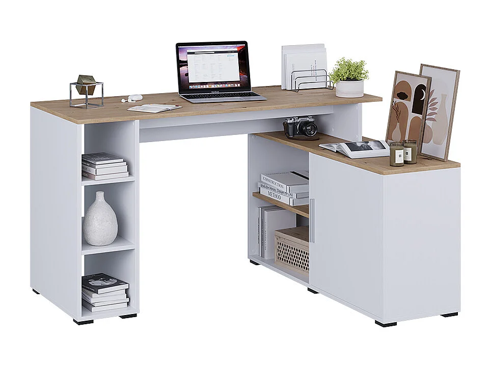 Scrivania angolare bianco/artisan 135x110x75.5 rudy