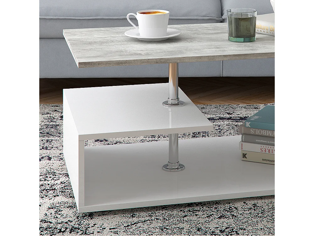 Table basse béton/blanc 91x52.6x41 guillermo