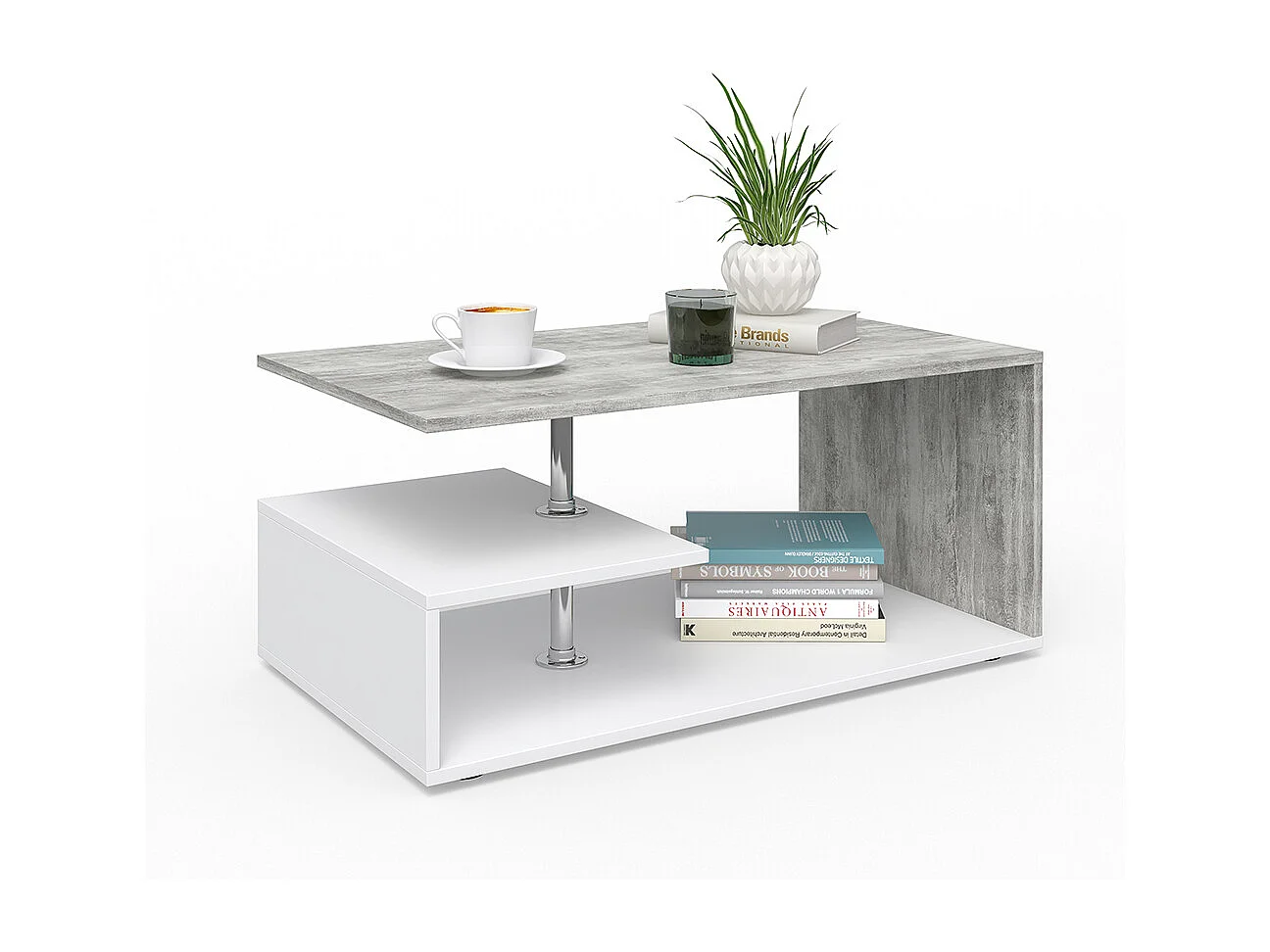 Table basse béton/blanc 91x52.6x41 guillermo