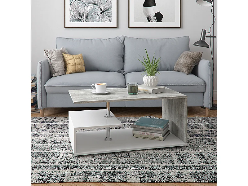 Tavolino da salotto cemento/bianco 91x52.6x41 guillermo