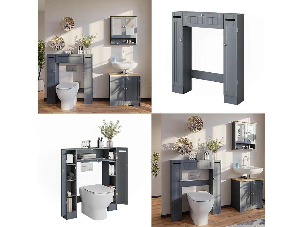 Armoire de toilette gris 89x19.5x99 bianco