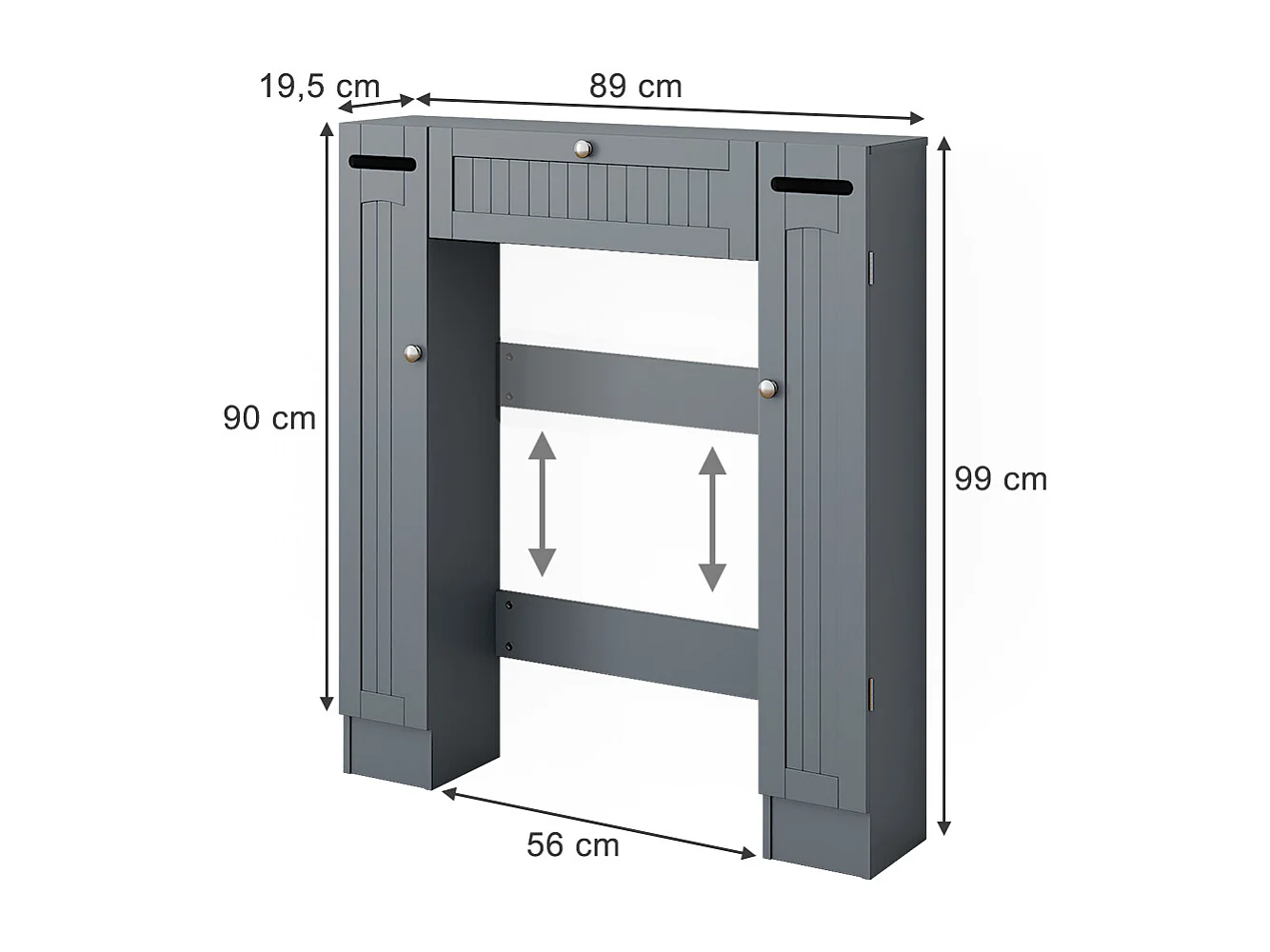 Armoire de toilette gris 89x19.5x99 bianco
