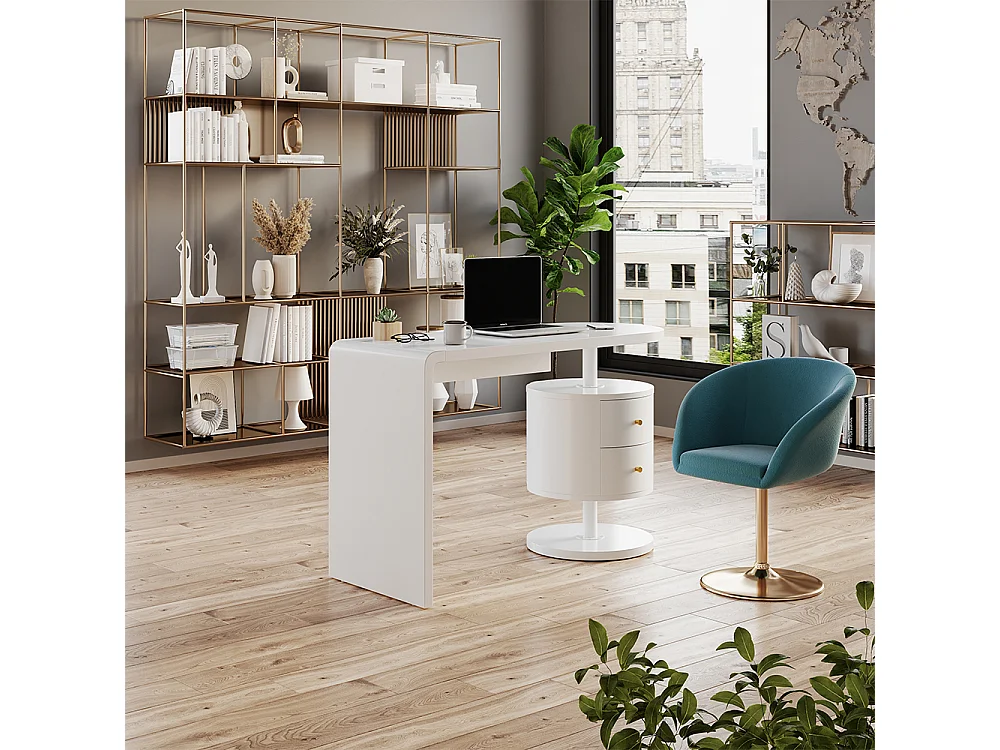 Bureau blanc haute brillance 120x50x76 lara