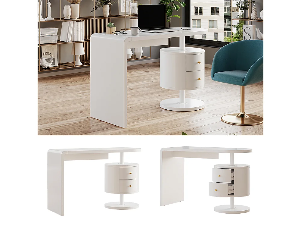 Bureau blanc haute brillance 120x50x76 lara
