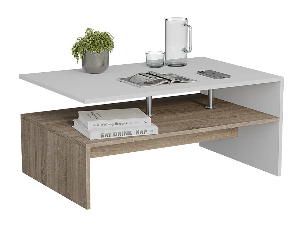 Couchtisch weiß/sonoma 90x52.6x42.2 amato