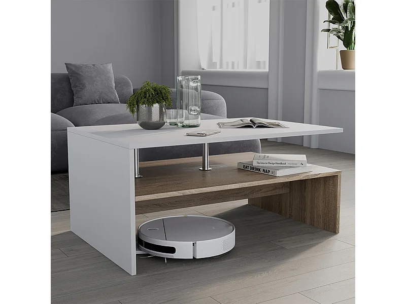 Tavolino da salotto bianco/sonoma 90x52.6x42.2 amato