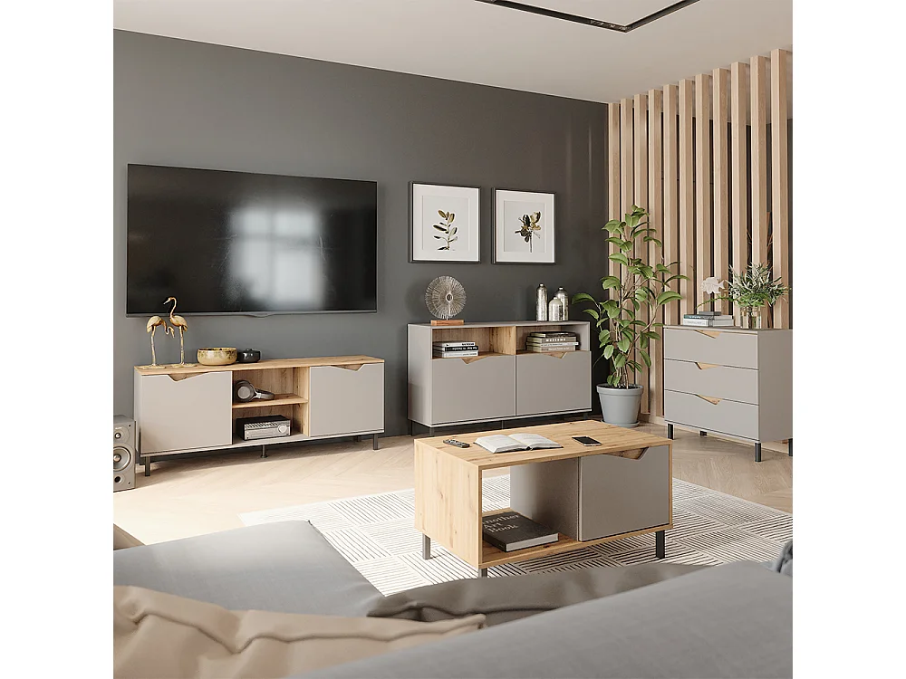 Couchtisch greige/artisan 90x50x47 marelle