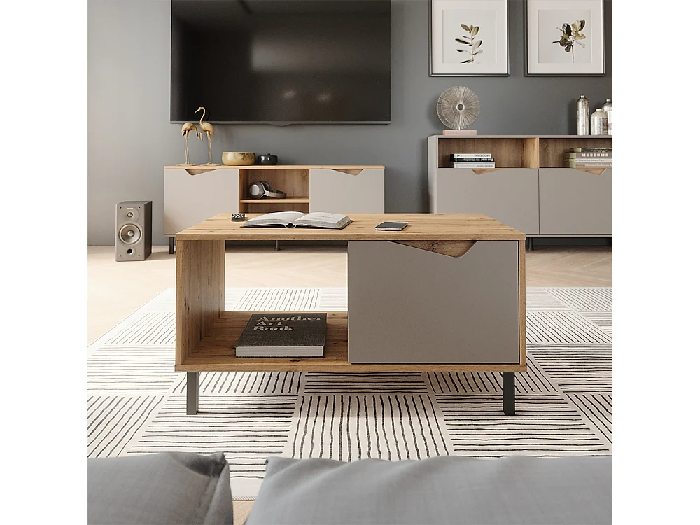 Soffbord greige/artisan oak 90x50x47 marelle