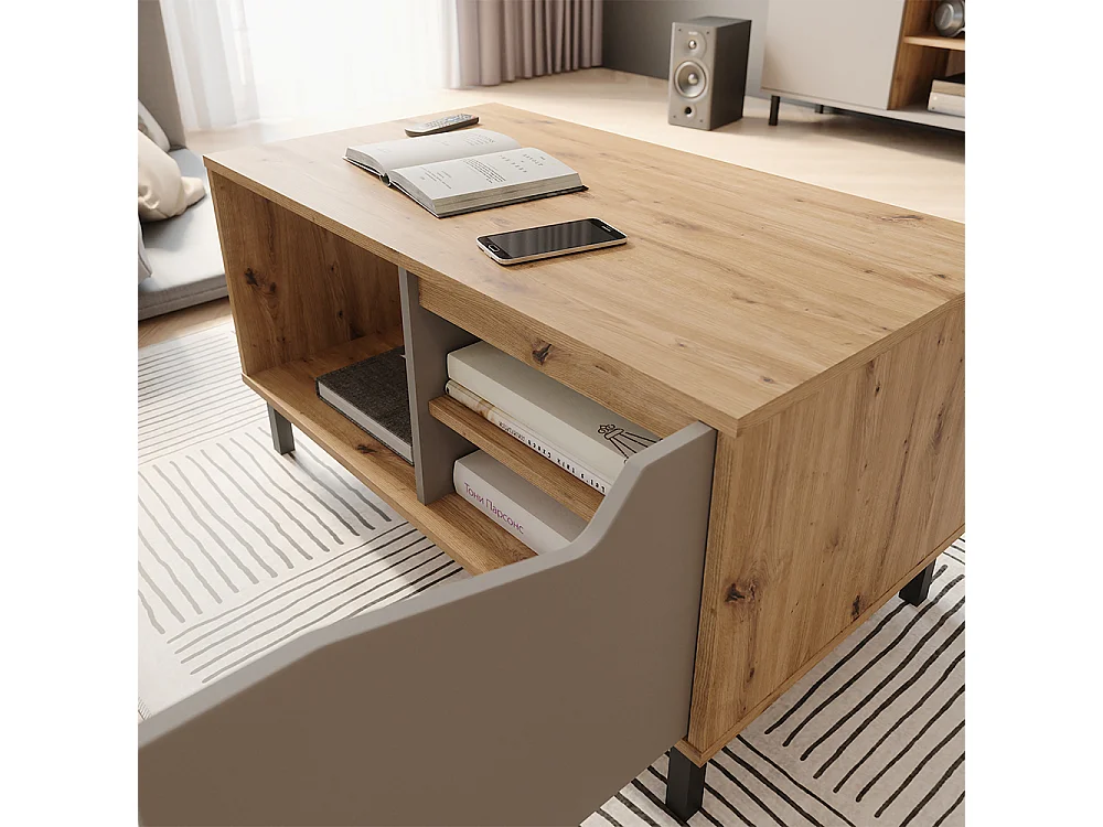 Soffbord greige/artisan oak 90x50x47 marelle