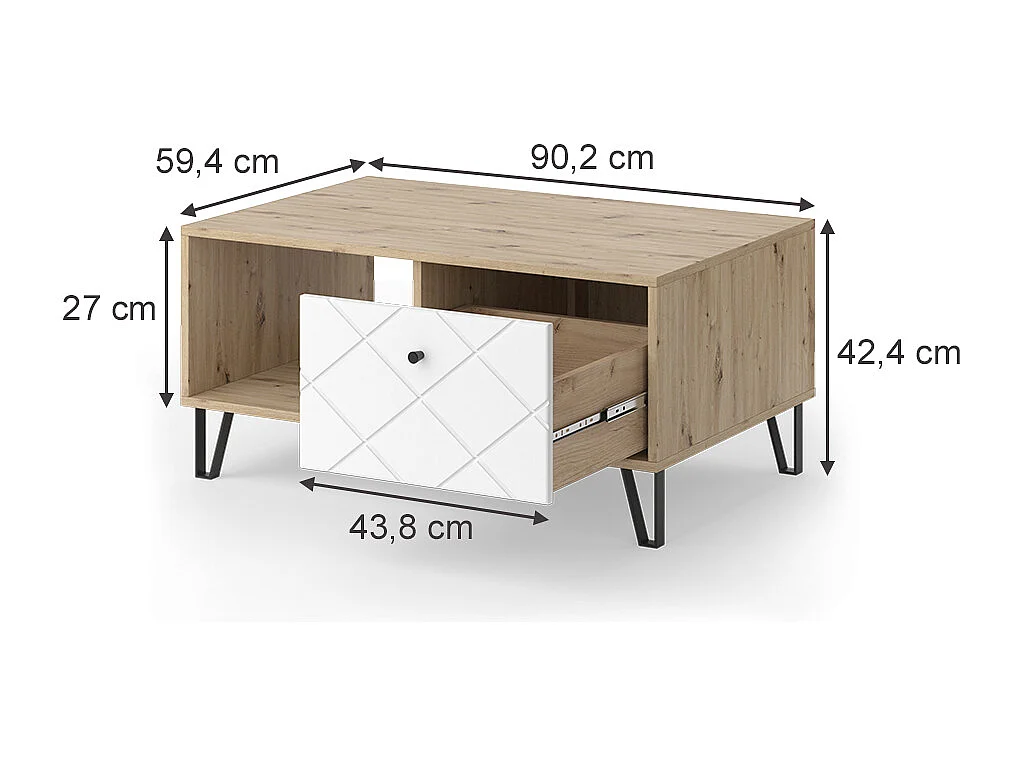 Sofabord håndværker egetræ 90.2x59.4x42.4 nizza