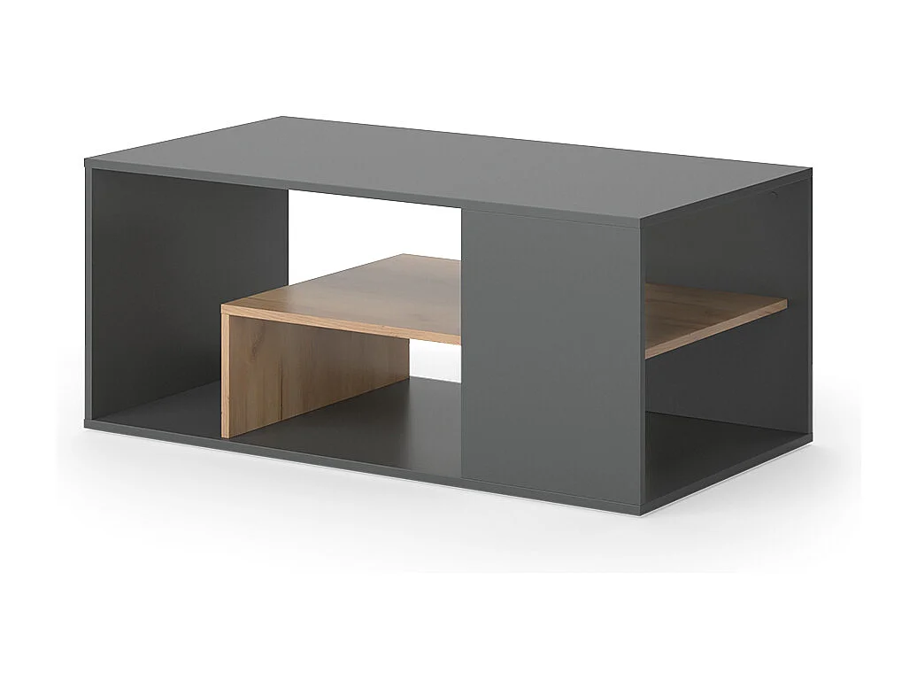 Table basse anthracite/chêne doré 110x59x47 edgar