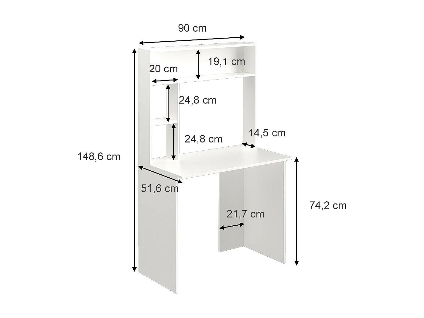 Bureau blanc 90x51.6x148.6 albano