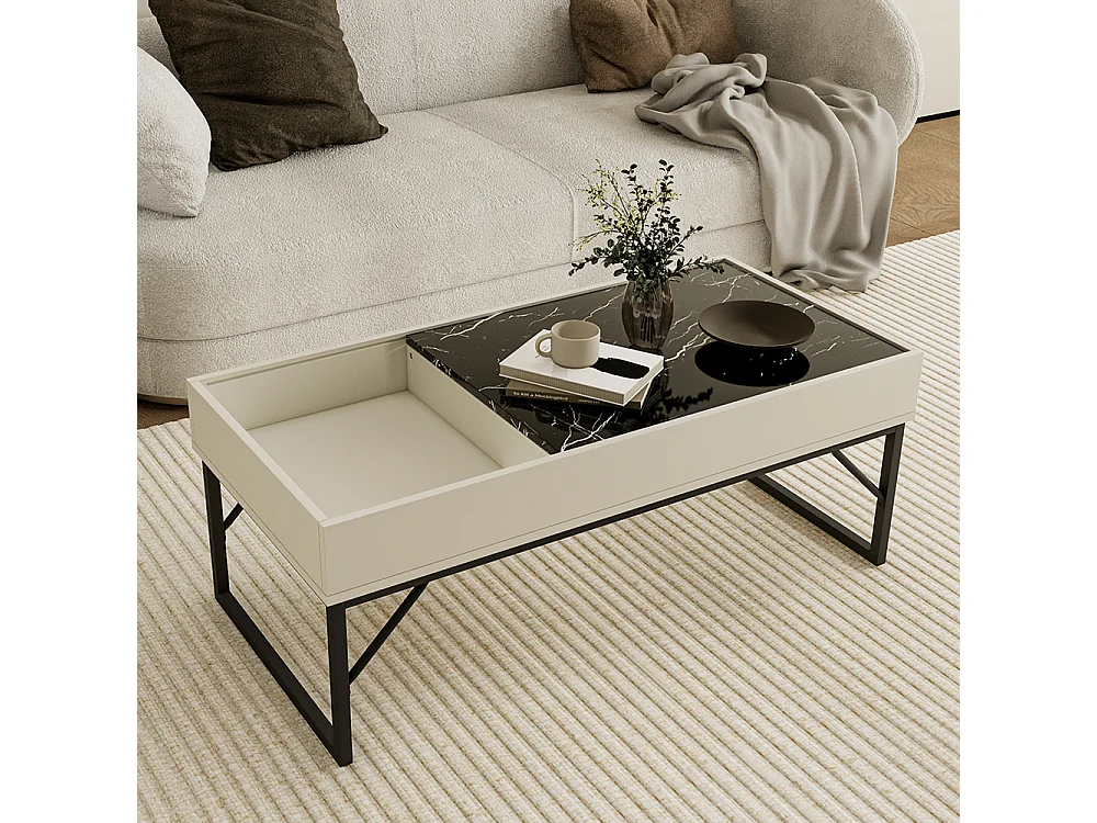 Table basse crème 105x50x40 lunero