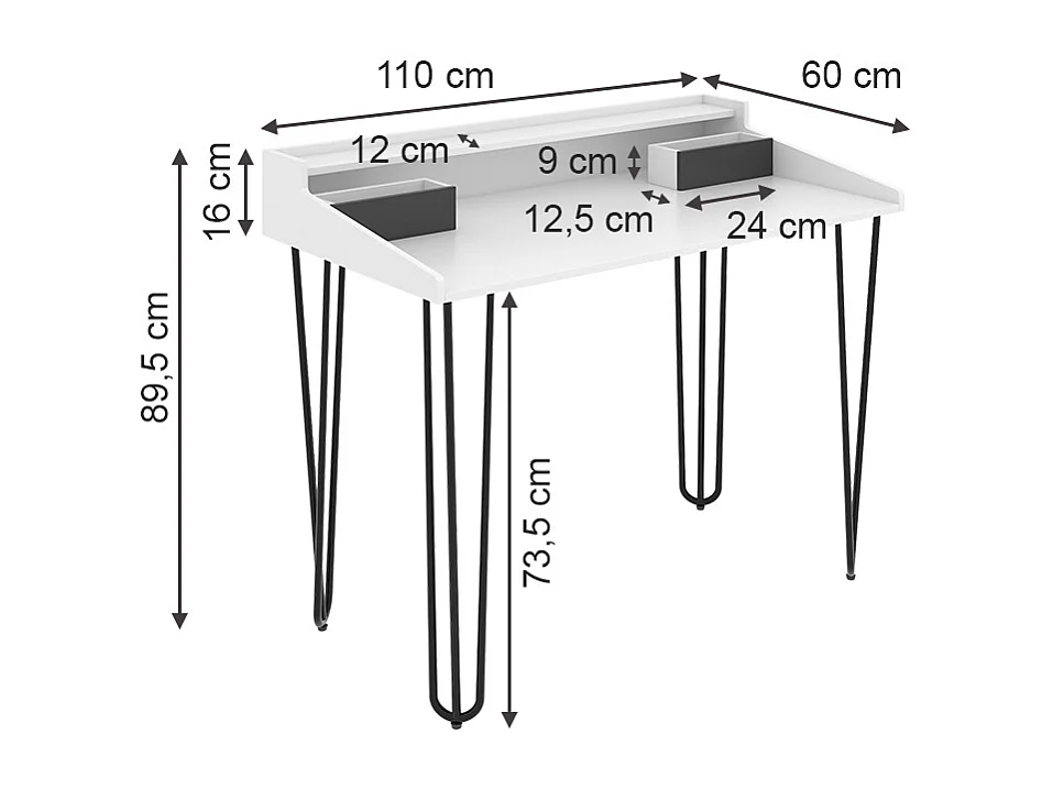 Schreibtisch weiß 110x60x89.5 sannar