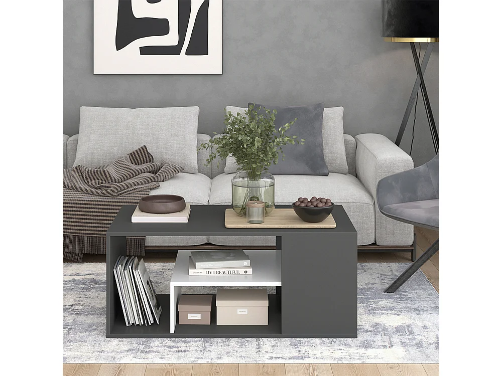 Table basse anthracite/blanc 110x59x47 edgar