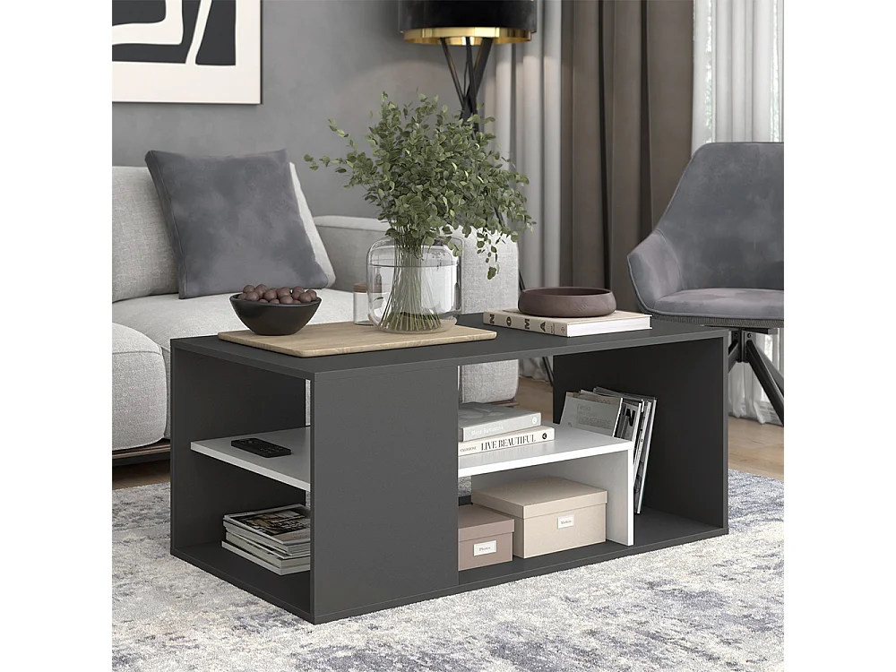 Table basse anthracite/blanc 110x59x47 edgar