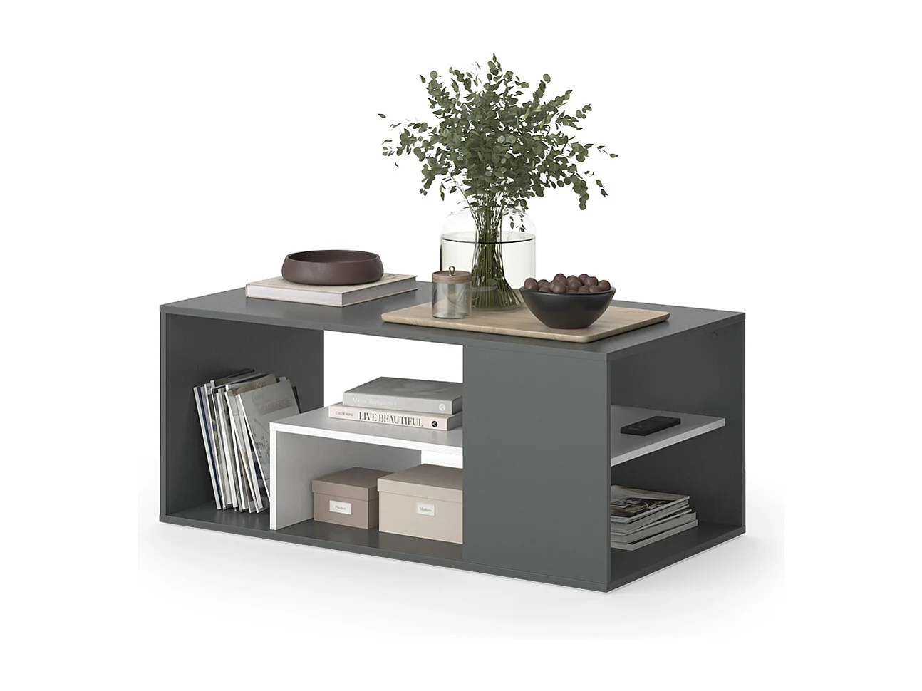 Table basse anthracite/blanc 110x59x47 edgar