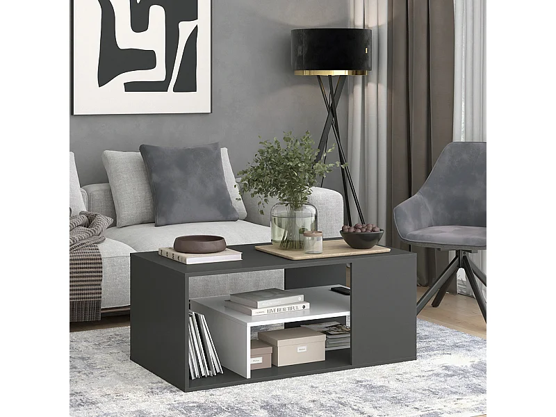 Couchtisch anthrazit/weiß 110x59x47 edgar