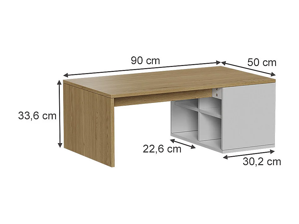 Table basse blanc 90x50x33.6 kivo