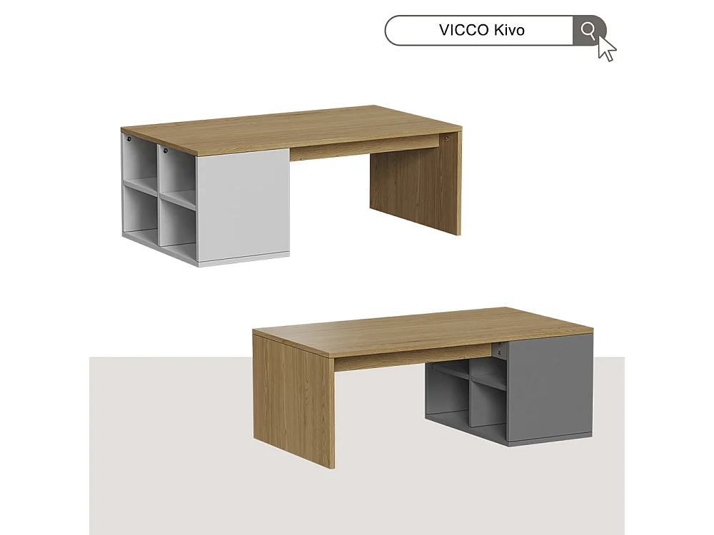 Table basse blanc 90x50x33.6 kivo